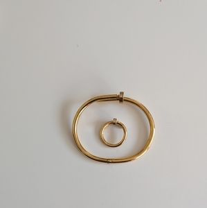 Gorgeous Nail Bangle Bracelet and Nail Ring Set with Rhinestones. Brand new